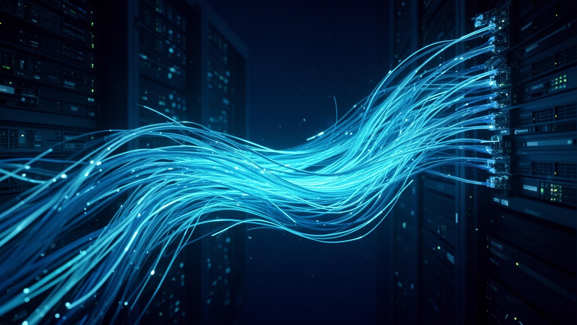 Glowing fiber optic network infrastructure